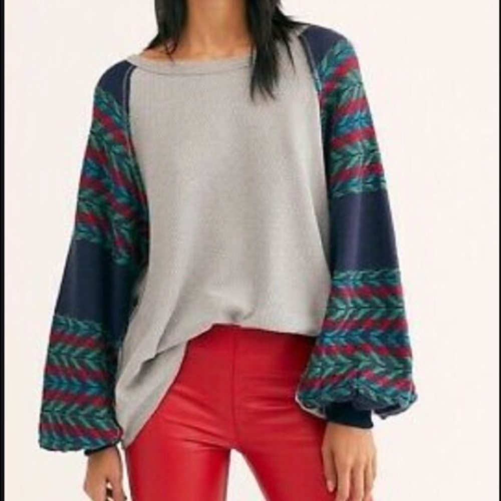 FREE PEOPLE Southwestern Sea Combo Thermal Top - Picture 5 of 6